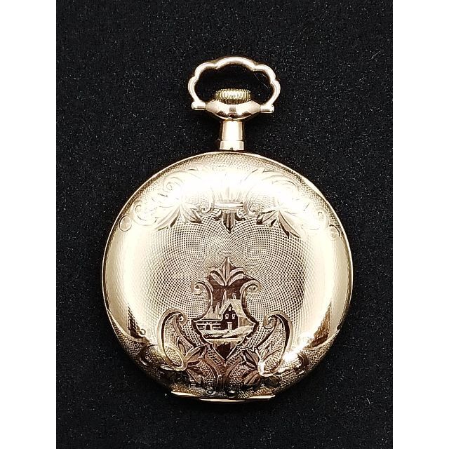 WALTHAM ウォルサム 懐中時計 金張り 裏面彫刻 手巻き 1914年頃 | www