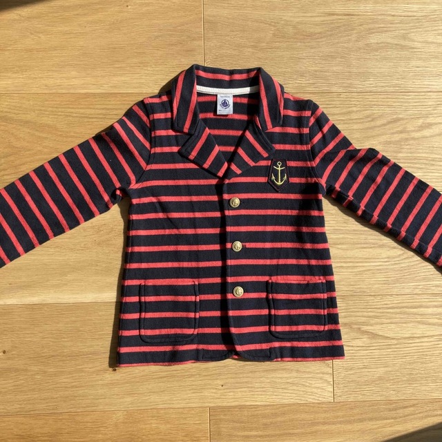 PETIT BATEAU(プチバトー)のプチバトー　ジャケット　マリン　ボーダー 美品 102cm 100 110 キッズ/ベビー/マタニティのキッズ服男の子用(90cm~)(ジャケット/上着)の商品写真