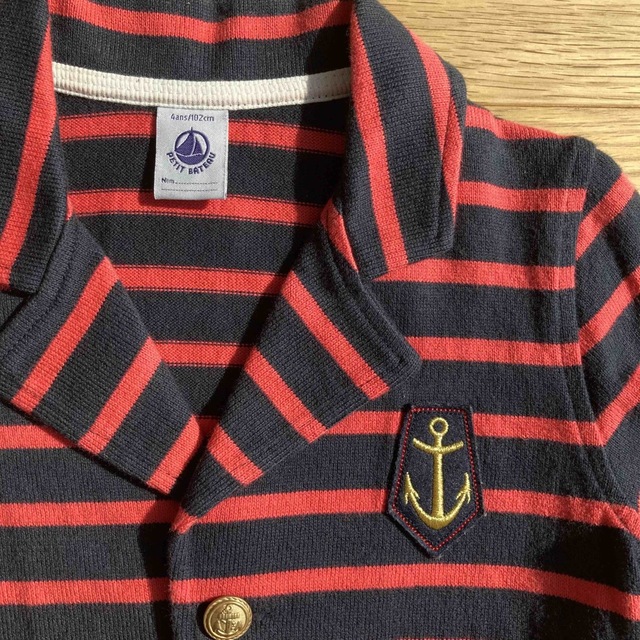 PETIT BATEAU(プチバトー)のプチバトー　ジャケット　マリン　ボーダー 美品 102cm 100 110 キッズ/ベビー/マタニティのキッズ服男の子用(90cm~)(ジャケット/上着)の商品写真