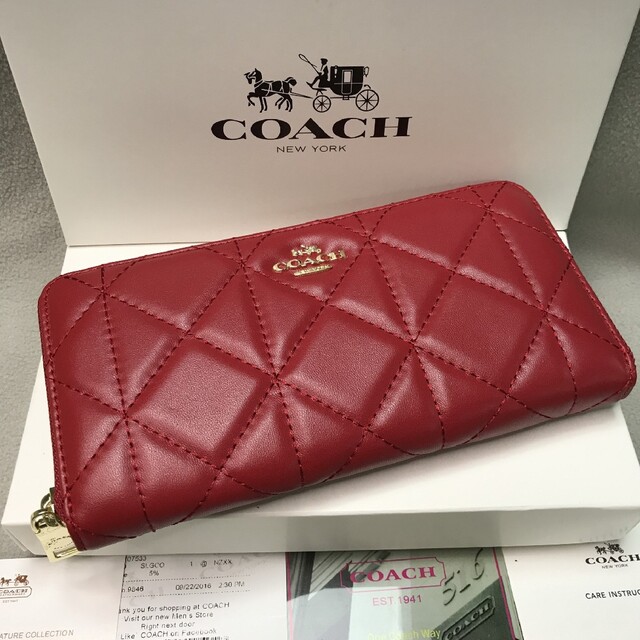 COACH(コーチ)のCOACH長財布レッド レディースのファッション小物(財布)の商品写真