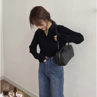 新品　SHEIN DAZY 韓国服　襟付き　カーディガン　ブラック(カーディガン)