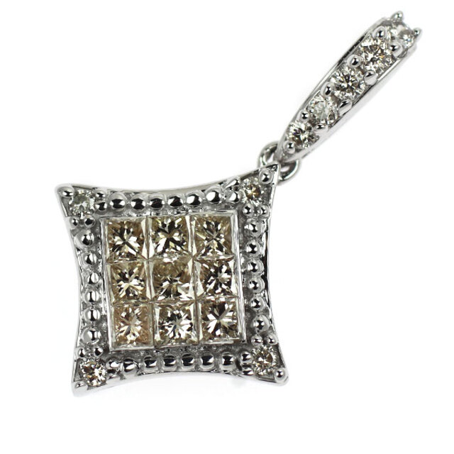 K18 WG ブラウンダイヤ 0.45ct ミステリーセッティング ペンダント