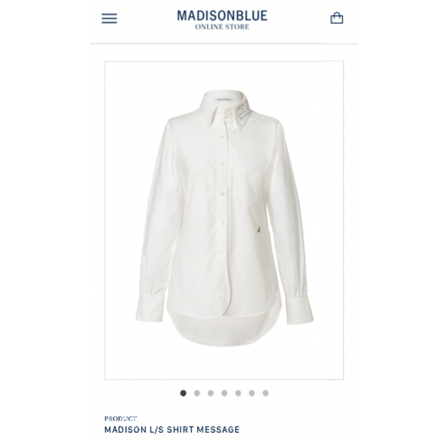 MADISONBLUE(マディソンブルー)の美品♡マディソンブルー メッセージ　プリント　シャツ　白　02 ブルー　 青 レディースのトップス(シャツ/ブラウス(長袖/七分))の商品写真