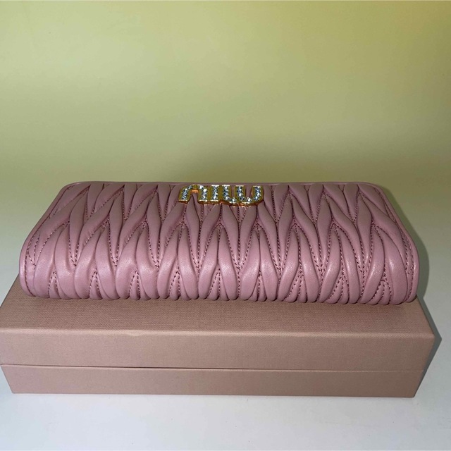 MIUMIU 極美品 財布 マテラッセ クリスタルパール ビジュー ミュウ