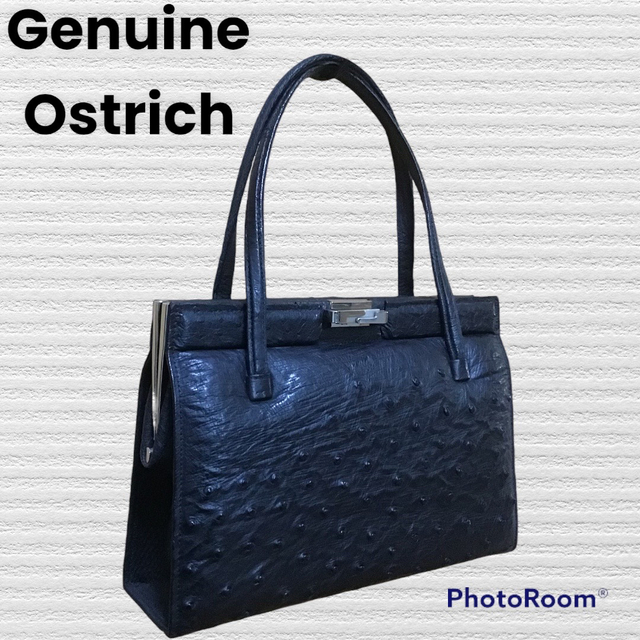 【匿名.翌送】genuine ostrich skin ハンドバッグ　冠婚葬祭◎