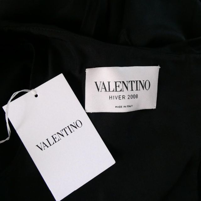 美品 VALENTINO スクエアネック 五分袖 膝丈 ワンピース 黒