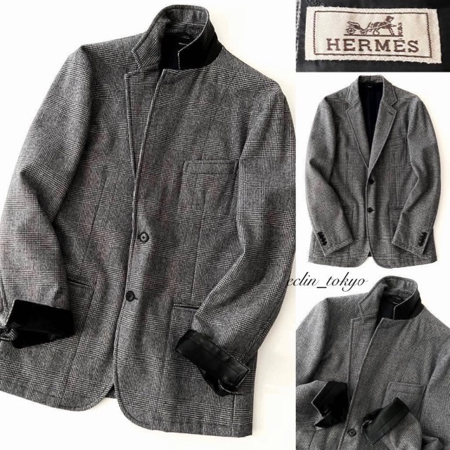 HERMES - 新品同様 HERMES レザー切替 最高級 ジャケット E3755 HERMES - 新品同様 HERMES レザー切替 最高級 ジャケット E3755