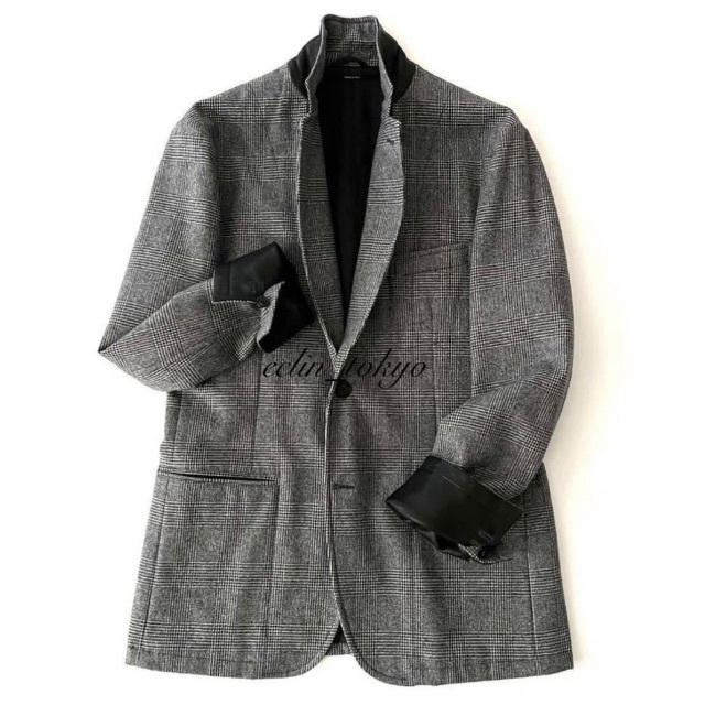 HERMES - 新品同様 HERMES レザー切替 最高級 ジャケット E3755 HERMES - 新品同様 HERMES レザー切替 最高級 ジャケット E3755