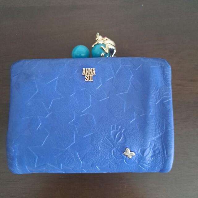 ANNA SUI　アナスイ　二つ折り財布　がま口　プレイングキャット　青　ブルー | フリマアプリ ラクマ