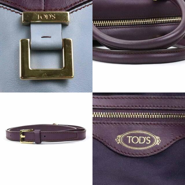 TOD'S(トッズ)のトッズ TOD’S ハンドバッグ ショルダーバッグ レザー パープル×ライトブルー レディース 送料無料【中古】 h29205a レディースのバッグ(ハンドバッグ)の商品写真