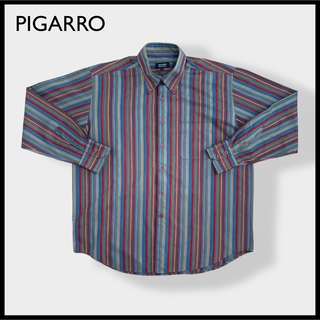 【PIGARRO】ストライプシャツ マルチカラーボタンダウン ビッグシルエット(シャツ)