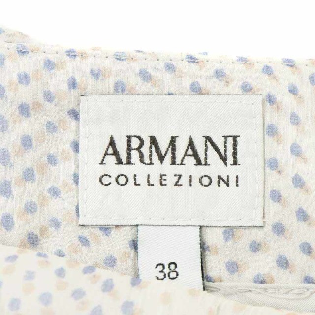 ARMANI COLLEZIONI(アルマーニ コレツィオーニ)のアルマーニ コレツィオーニ フレアスカート ドット ひざ丈 38 S 白 レディースのスカート(ひざ丈スカート)の商品写真