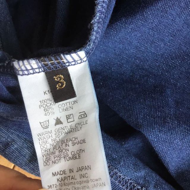 KAPITAL インディゴ パッチワーク Vネック ポケットTシャツ