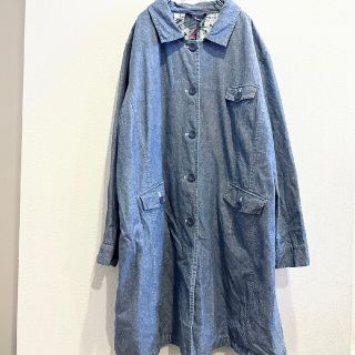 Denim&Co スプリングコート　ステンカラーコート　裏地総柄(スプリングコート)