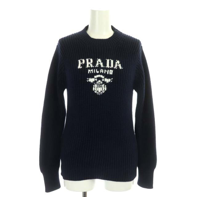 PRADA - プラダ 21年製 クルーネックセーター ニット ロゴ 長袖 36