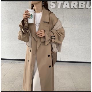 ザラ(ZARA)のblate 上質バックデザインスタンドカラーロングトレンチコート　新色　ベージュ(トレンチコート)