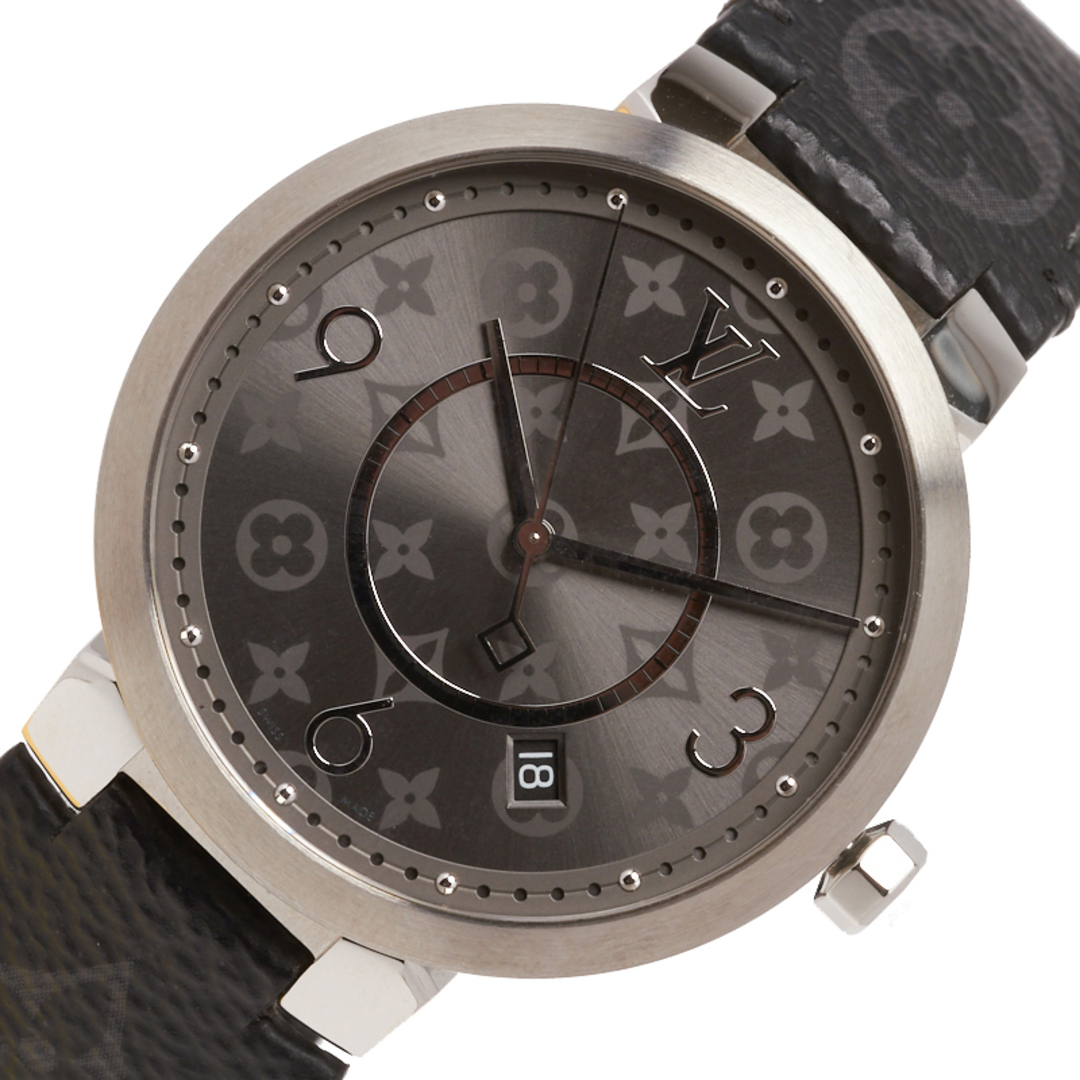 ルイ・ヴィトン LOUIS VUITTON タンブールスリム Ｑ1DM0Z SS/レザー 自動巻き メンズ 腕時計