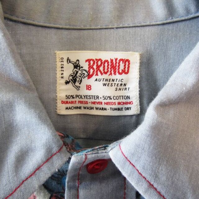 BRONCO　ヴィンテージ　長袖シャツ　花柄プリント　切り替え　レトロ メンズのトップス(シャツ)の商品写真