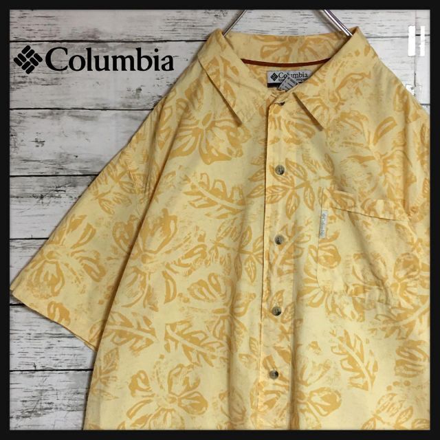 Columbia(コロンビア)の【美品】コロンビア　ロゴ入り半袖シャツ　アロハシャツ　イエロー　E345 メンズのトップス(シャツ)の商品写真