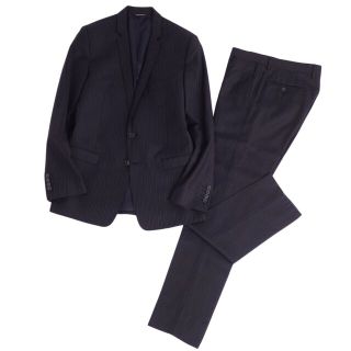 ダナキャラン(Donna Karan)のドルチェ&ガッバーナ DOLCE&GABBANA セットアップ スーツ ジャケット スラックス シングル ストライプ メンズ 46(S相当) ブラック(セットアップ)