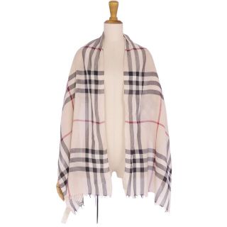 バーバリー(BURBERRY)の美品 バーバリー BURBERRY ストール マフラー ショール ノバチェック柄 ウール シルク メンズ レディース ベージュ(マフラー)