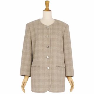 バーバリーブラックレーベル(BURBERRY BLACK LABEL)の美品 Vintage バーバリー Burberrys ジャケット ノーカラージャケット ウール 無地 アウター レディース 13(XL相当) ベージュ(その他)