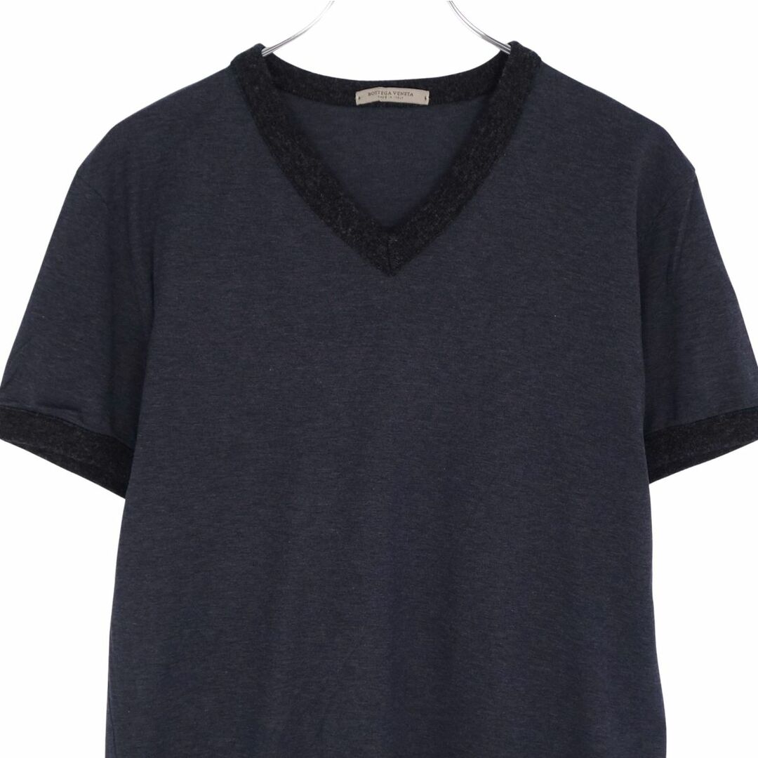 美品 ボッテガヴェネタ BOTTEGA VENETA Tシャツ カットソー 半袖 ショートスリーブ リブニット 無地 コットン トップス メンズ 50(L相当) ダークグレー