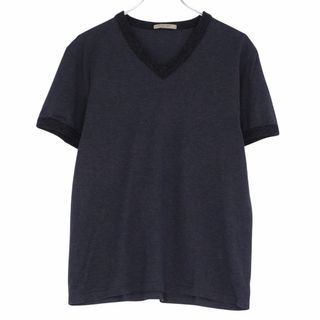 ボイコット(BOYCOTT)の美品 ボッテガヴェネタ BOTTEGA VENETA Tシャツ カットソー 半袖 ショートスリーブ リブニット 無地 コットン トップス メンズ 50(L相当) ダークグレー(Tシャツ/カットソー(半袖/袖なし))