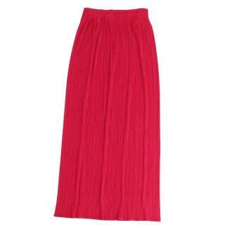 プレーンクロージング(PLAIN CLOTHING)の美品 プリーツプリーズ イッセイミヤケ PLEATS PLEASE スカート ロングスカート プリーツスカート 無地 ボトムス レディース 2(M相当) レッド(ひざ丈スカート)