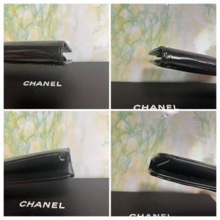 CHANEL - 正規品☆極美品 シャネル 長財布 カメリア エナメル ブラック
