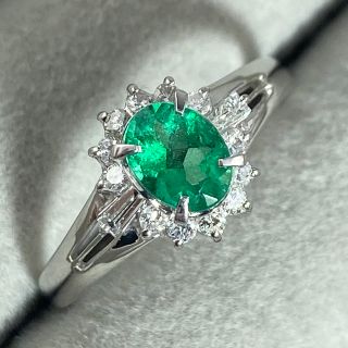 【20-18】エメラルド　ダイヤモンド　リング　E0.43ct D0.24ct(リング(指輪))