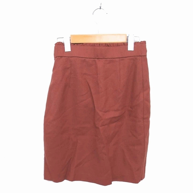 STRAWBERRY-FIELDS(ストロベリーフィールズ)のストロベリーフィールズ タイト スカート ひざ丈 リボン ウール 茶 ブラウン レディースのスカート(ひざ丈スカート)の商品写真