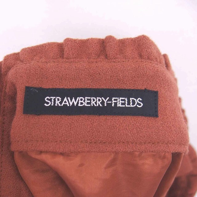 STRAWBERRY-FIELDS(ストロベリーフィールズ)のストロベリーフィールズ タイト スカート ひざ丈 リボン ウール 茶 ブラウン レディースのスカート(ひざ丈スカート)の商品写真