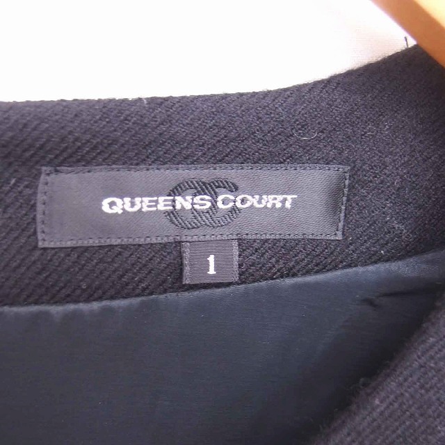 QUEENS COURT(クイーンズコート)のクイーンズコート ワンピース ひざ丈 チェック 厚手 ウール 半袖 1 茶 黒 レディースのワンピース(ひざ丈ワンピース)の商品写真