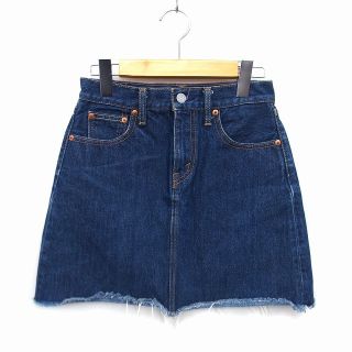 リーバイス(Levi's)のリーバイス スカート フレア ミニ デニム フリンジ レザー ジップフライ 24(ミニスカート)