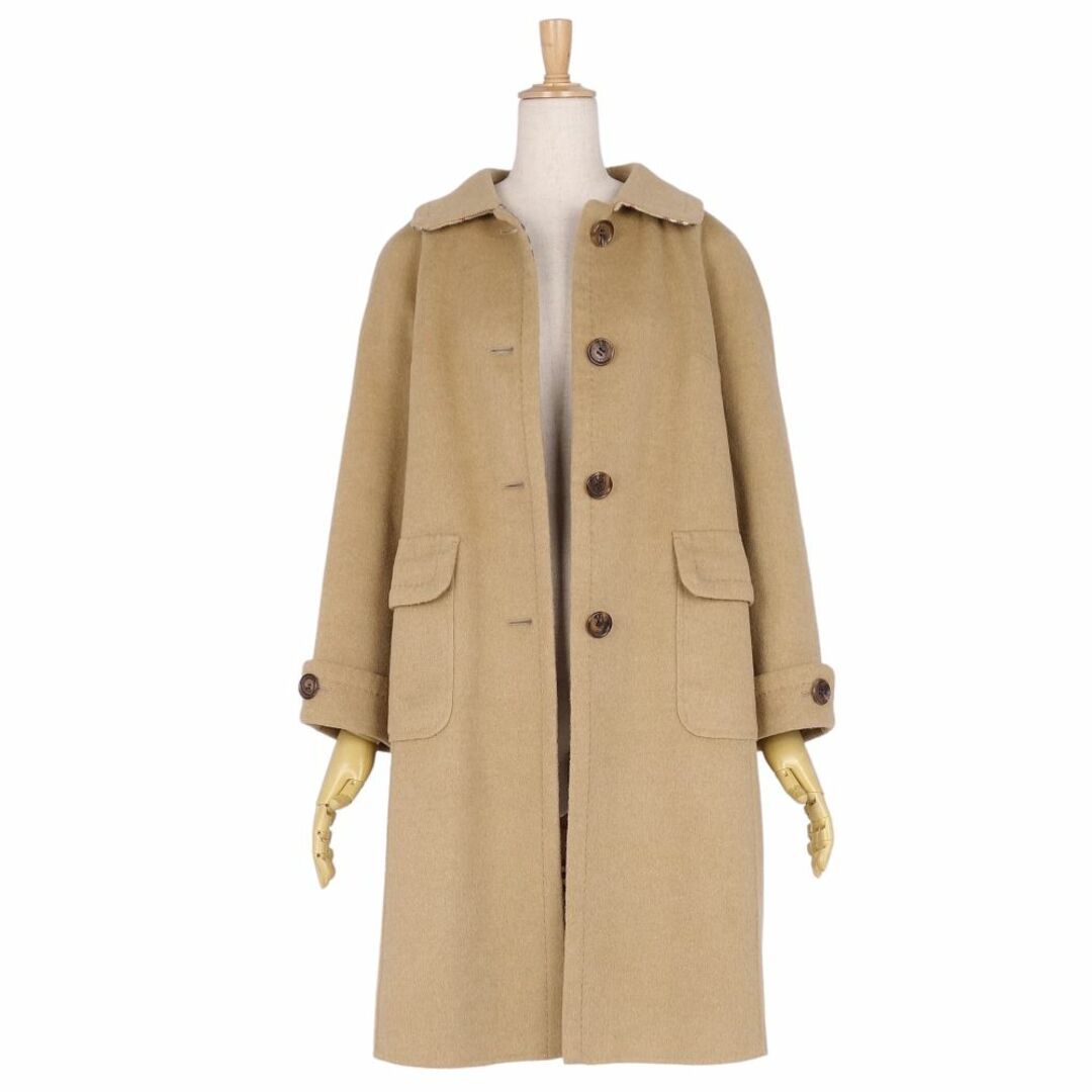 BURBERRY(バーバリー)の美品 バーバリー ロンドン BURBERRY LONDON コート ロングコート ウール カシミヤ 裏チェック アウター レディース 40(M相当) ベージュ レディースのジャケット/アウター(その他)の商品写真