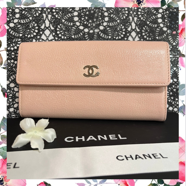 ブランド名シャネルCHANEL専用★極美品 シャネル 長財布 ココマーク キャビアスキン ピンク フラップ