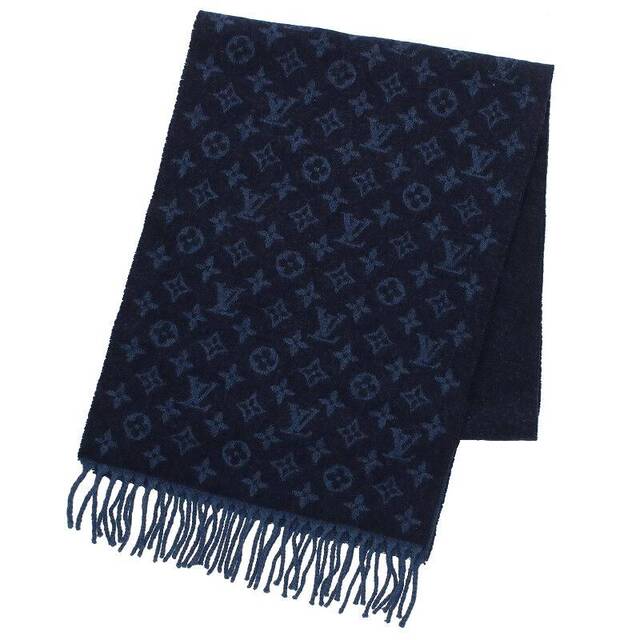 ルイヴィトン LOUISVUITTON モノグラム総柄ウールマフラー メンズ