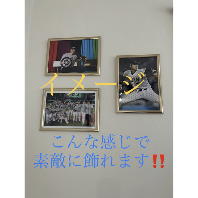 大谷翔平　WBC 優勝を決めたマウンド上の歓喜！！フレームカラーゴールドA4 スポーツ/アウトドアの野球(記念品/関連グッズ)の商品写真
