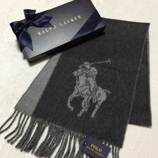 ポロラルフローレン(POLO RALPH LAUREN)のラスト1点☆新品✨イタリア製 ビッグポニー マフラー / グレー系(マフラー)