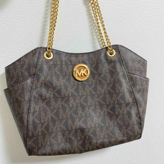 マイケルコース(Michael Kors)の【中古】MICHAEL KORS（マイケルコース）チェーントートバッグ ブラウン(トートバッグ)