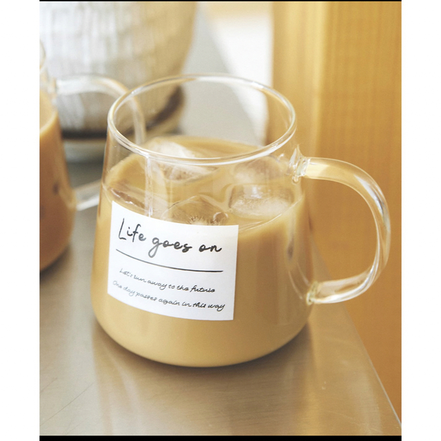 life goes on ロゴ入りガラスマグカップ サリュ インテリア/住まい/日用品のキッチン/食器(グラス/カップ)の商品写真