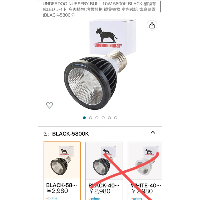 BLACK 植物育成LEDライト (BLACK-5800K) インテリア/住まい/日用品のライト/照明/LED(その他)の商品写真