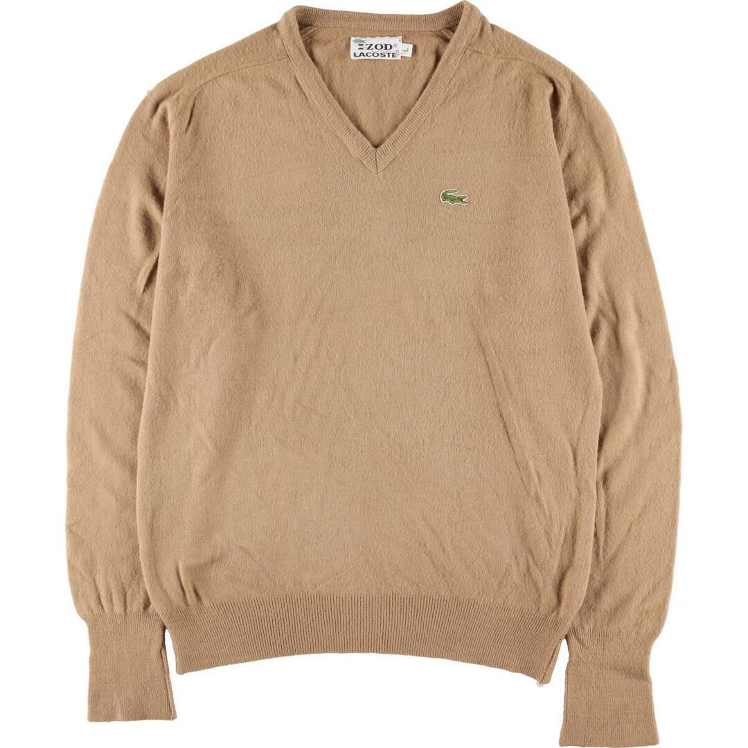 52cm商品名70年代 ラコステ LACOSTE IZOD Vネック アクリルニットセーター メンズL ヴィンテージ /eaa324054