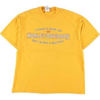 ハーレーダビッドソン(Harley Davidson)の古着 ヘインズ Hanes Harley-Davidson 両面プリント ハーレーダビッドソン モーターサイクル バイクTシャツ USA製 メンズXL /eaa325906(Tシャツ/カットソー(半袖/袖なし))