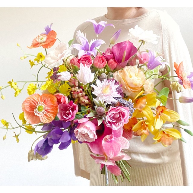colorful elegant clutch bouquet ブートニア付き-