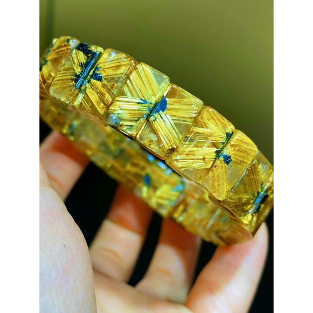 ⭐︎【天然】ゴールドタイチンルチル クォーツ ブレスレット バングル