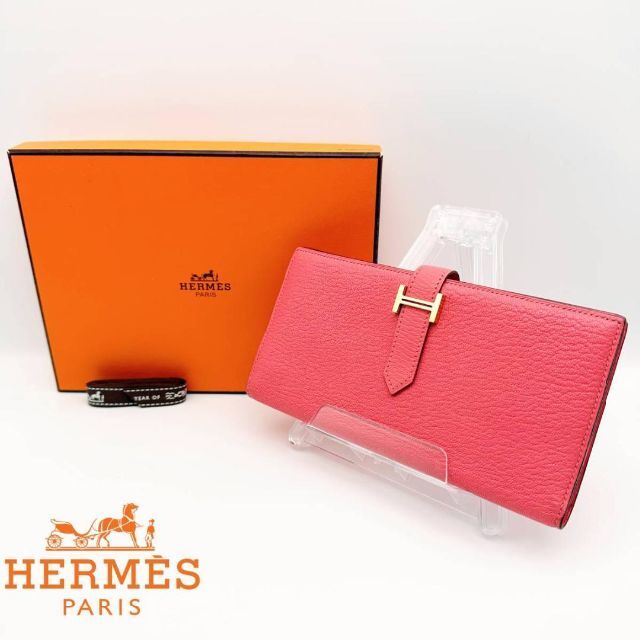 人気の Hermes - ts べアンスフレ シェブルミゾル 財布 長財布 ピンク
