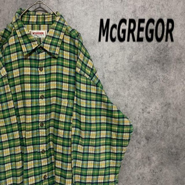 McGREGOR - 90s マックレガー ネルシャツ 黄緑 メンズ LL 古着 個性派