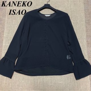 カネコイサオ(KANEKO ISAO)のカネコイサオ　ピンタック　ピコレース　シフォン　前開き　ブラウス　ブラック(シャツ/ブラウス(長袖/七分))